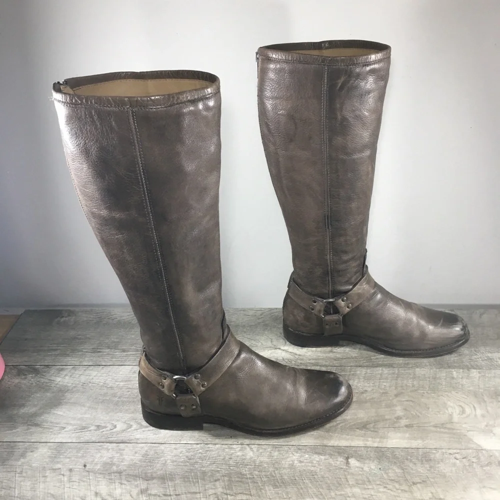 Frye #76849 Phillip Riding Mid Calf Campus Distressed Leather Women’s Boots 10